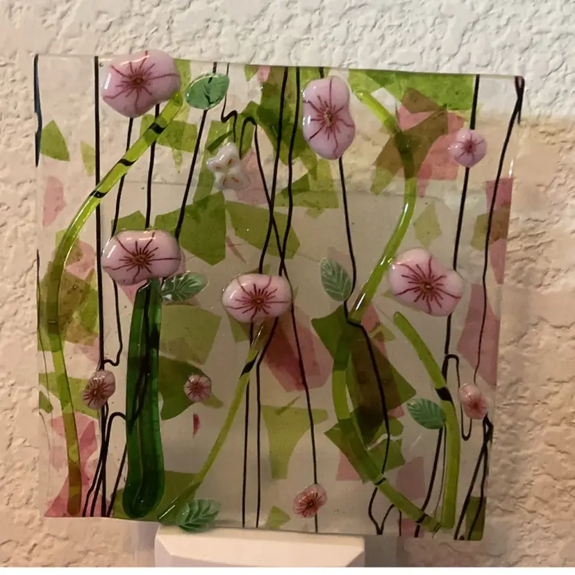 #01 Made by Me! Fused Glass Nightlight Wicked Confetti Design 4” x 4” Studio Art Handmade