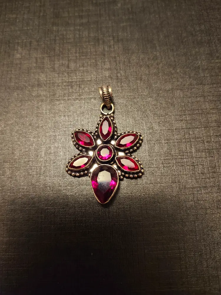 Garnet Flower Pendant