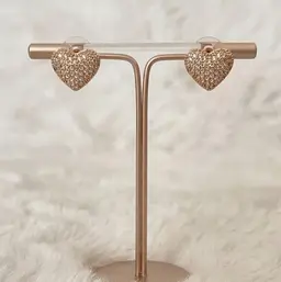 MIXIT Gold Tone Heart Stud Earrings Cubic Zirconia Hypoallergenic Sensitive Ears