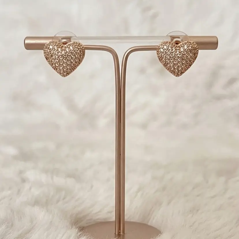MIXIT Gold Tone Heart Stud Earrings Cubic Zirconia Hypoallergenic Sensitive Ears
