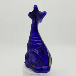 Cobalt Blue Alley Cat by Mosser Glass Using Fenton Mold *GLOWS*