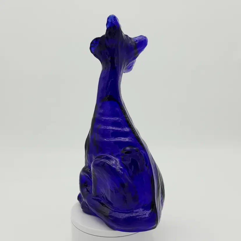 Cobalt Blue Alley Cat by Mosser Glass Using Fenton Mold *GLOWS*