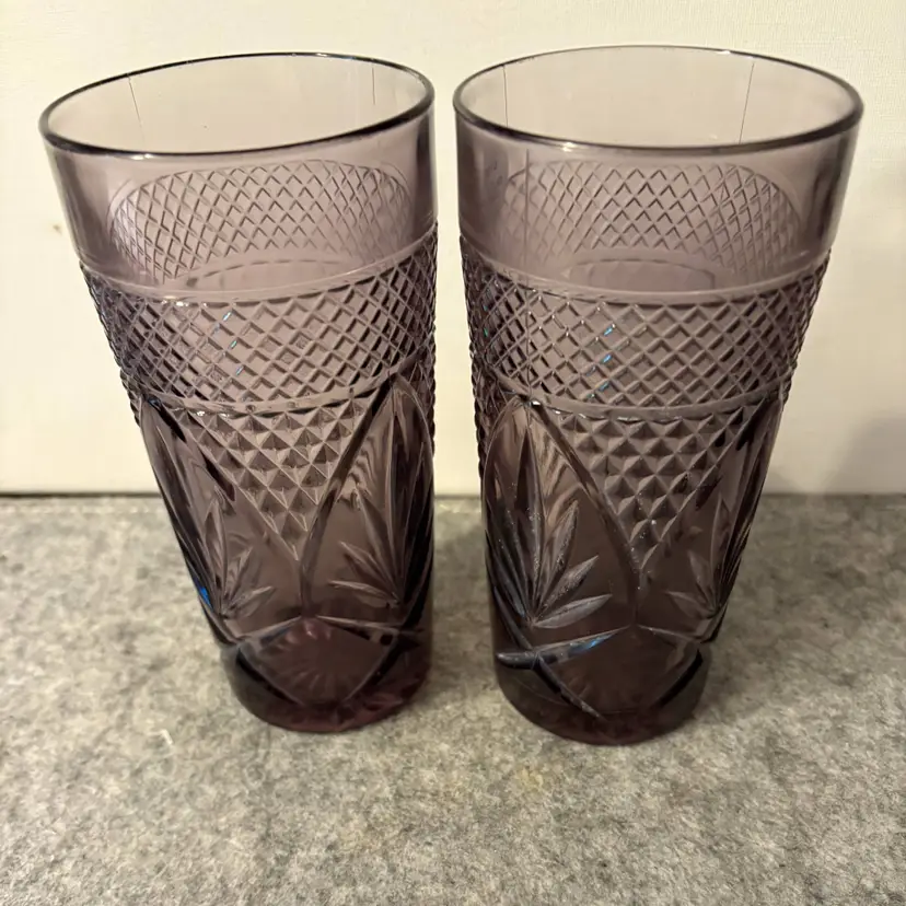 2 Vintage Cristal d 'Arques Amethyst 6.25" Tumbers  # 2785