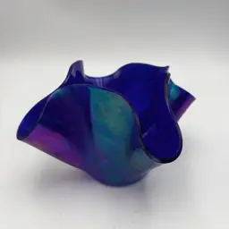 Vintage Vase Iridescent Art Glass Handkerchief Pulled Handmade Artist Signed