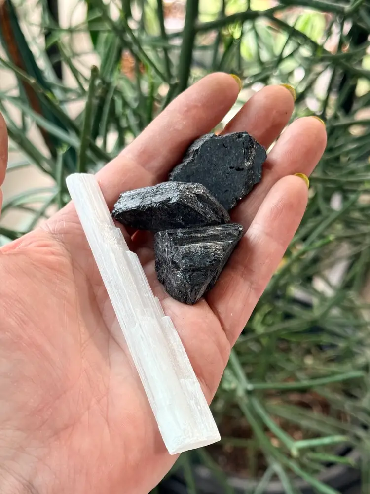Black Tourmaline & Selenite Protection & Cleansing Bundle