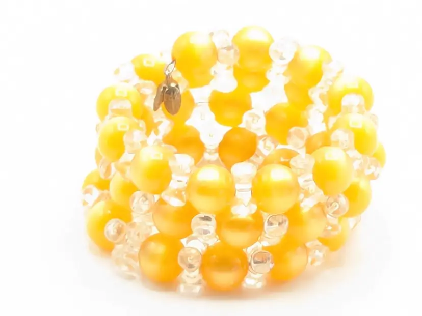 Orange Beaded Stretch Bracelet Adjustable