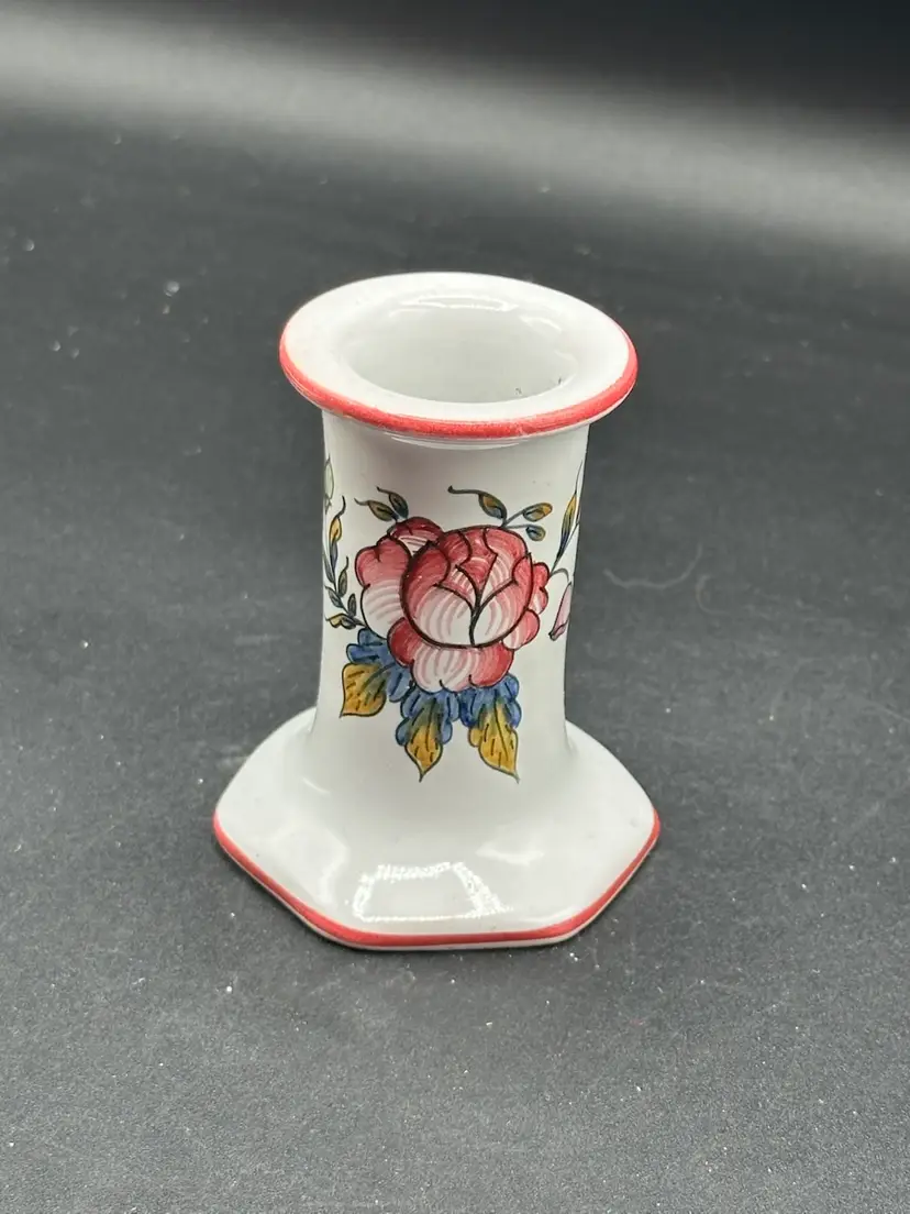 Small Taper Candle Candle Holder Hand Painted More Than Likely In Portugal