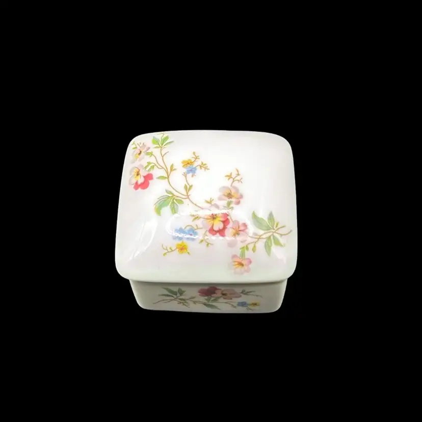 58 Rochard Limoges France Porcelain Square Floral Trinket Box
