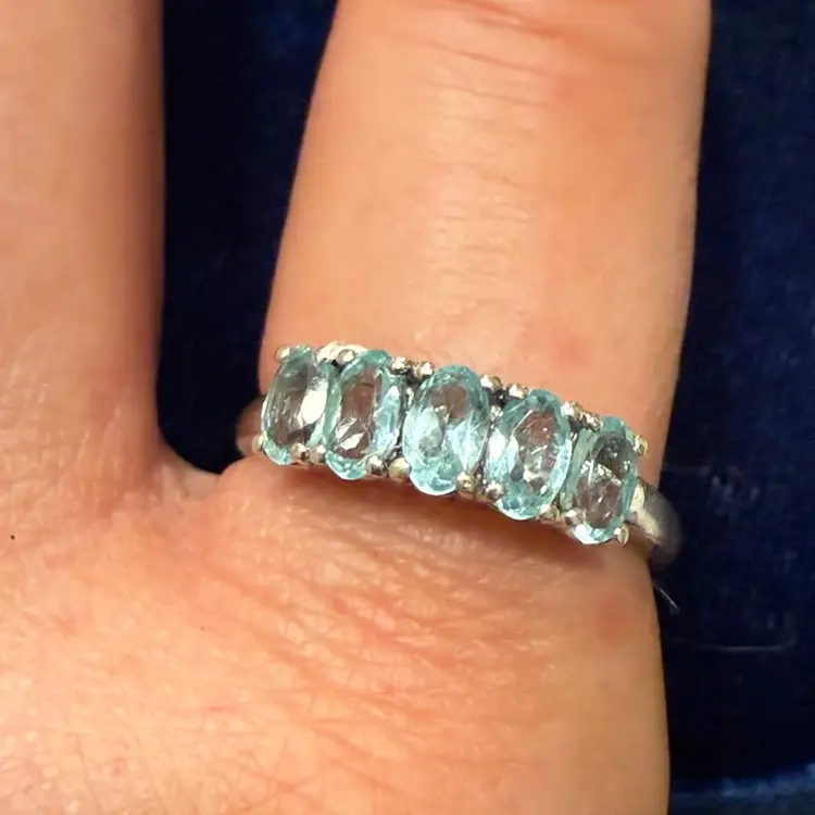 Sterling Silver STS 925 Chuck Clemency Blue Topaz Ring Size 7