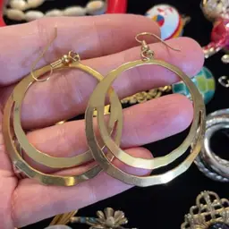 #01 - Gold Tone Pierced Earrings