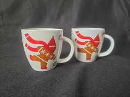 Crate & Barrel Holiday Gingerbread Man Snowflake Espresso Mugs (2)