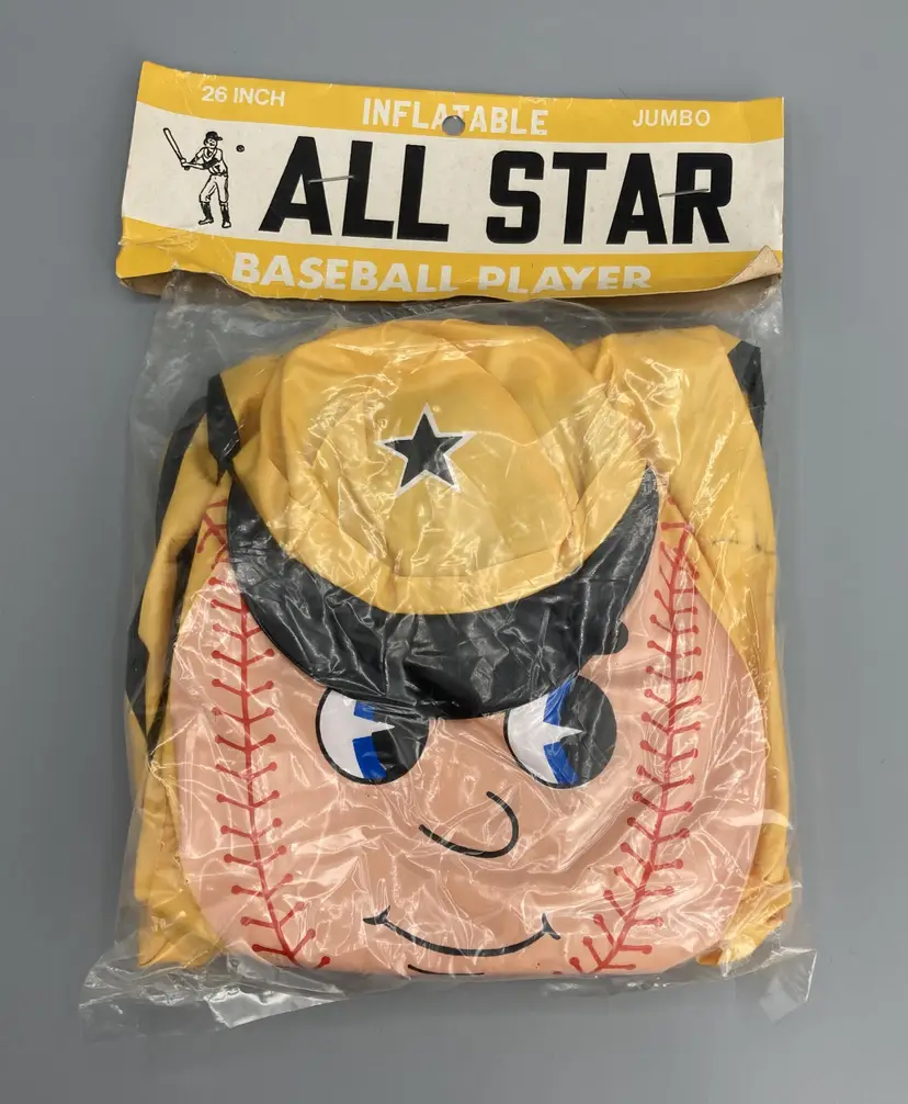 Inflatable All Star Baseball Player 26" Jumbo - Yellow & Black - Vintage