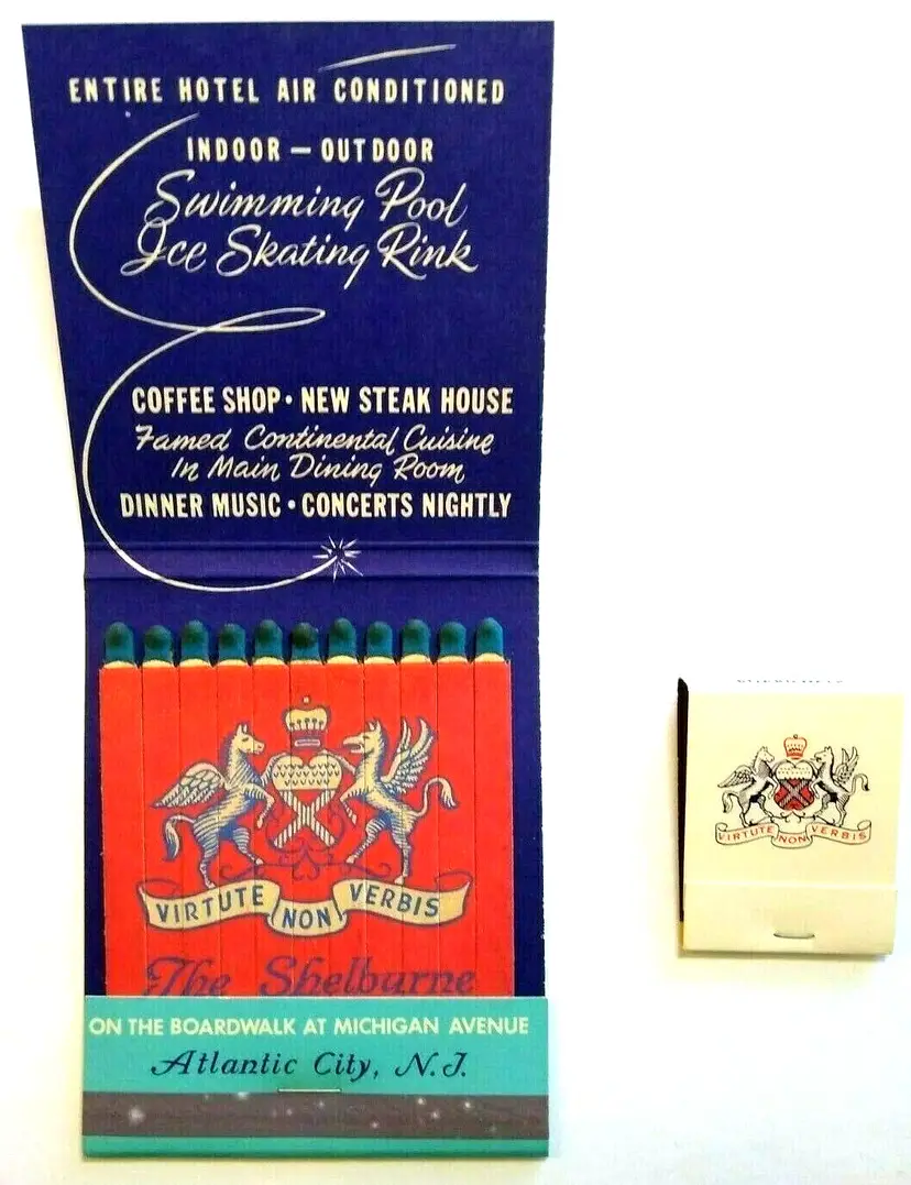 Hotel Shelburne Feature Matchbook Atlantic City Vintage NOS Unused 2 Full Packs
