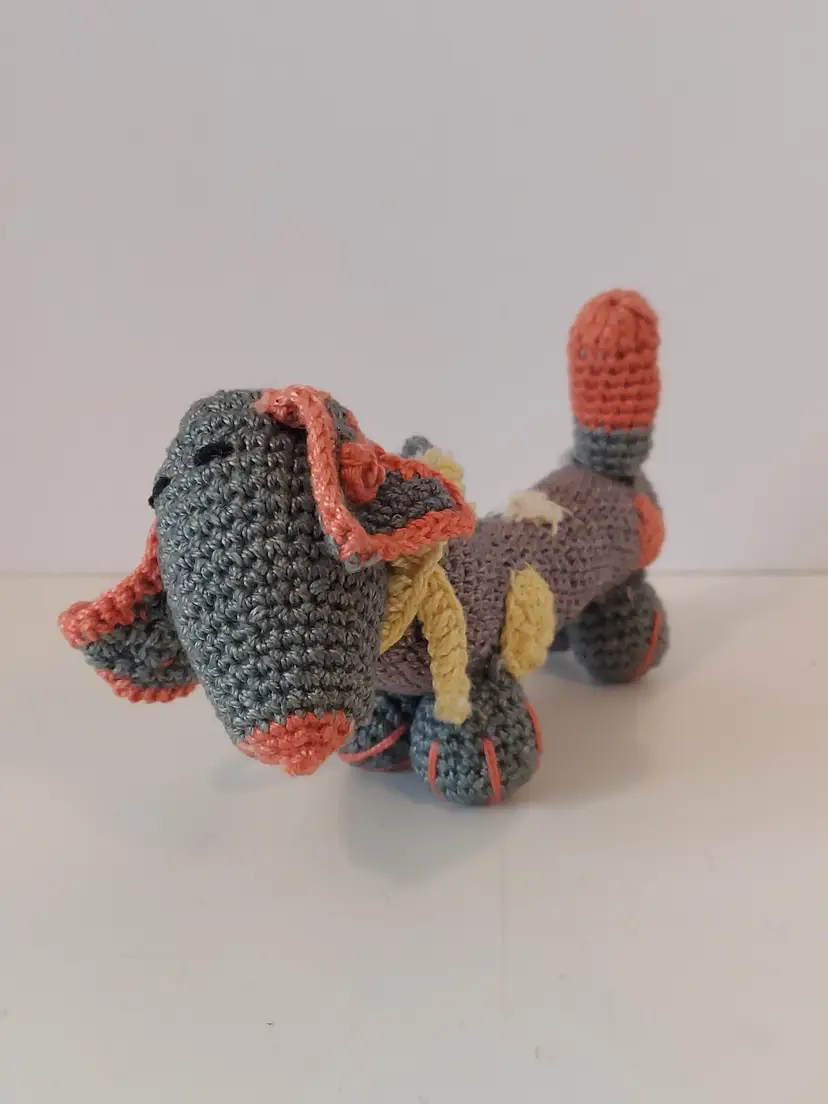 Handmade Crocheted Dachshund Figure Ornament
