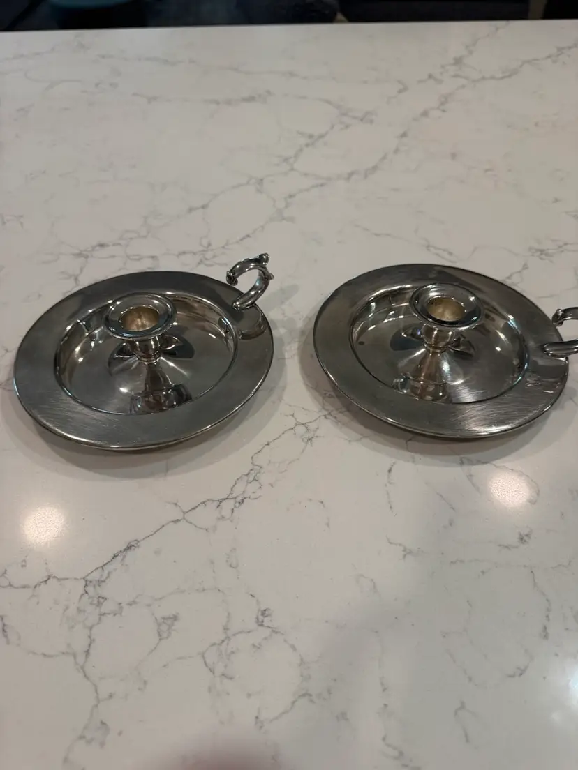 Pair Of Silver Plate Walking Candleholders