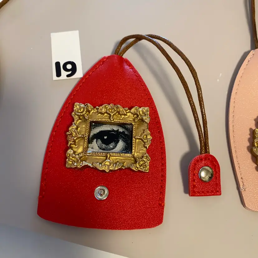 19 NEW CAR KEY HOLDER FOX RED LEATHER FORNASETTI ART PURSE CHARM KEY RING