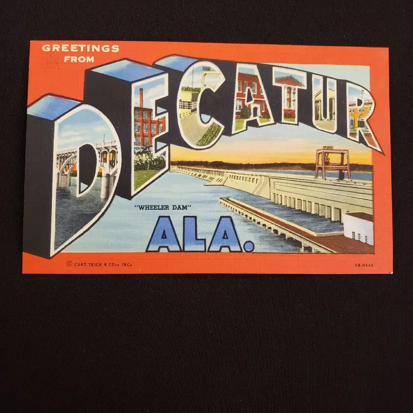 Postcard Greetings From DECATUR Alabama unused unposted Vintage
