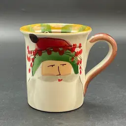 Vietri Old St. Nick Santa Mug Cup Christmas Italian Italy Holly Berries