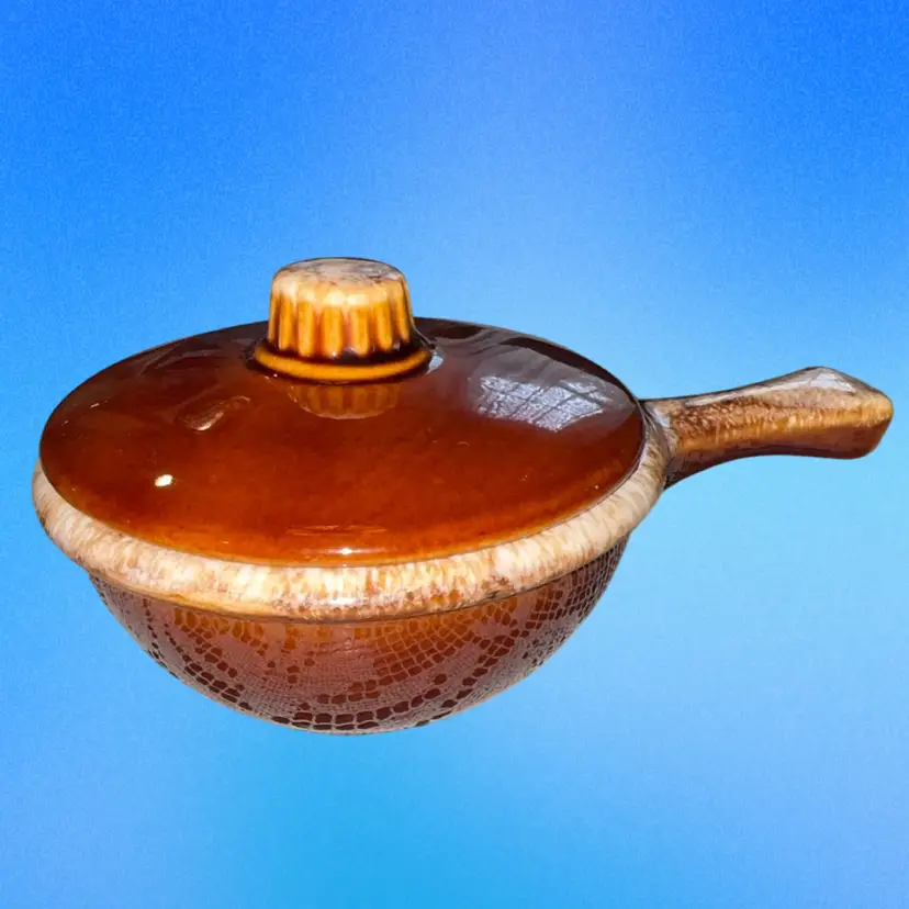 Vintage Hull Pottery Oven Proof USA Brown Drip Glaze Covered Soup Bowl