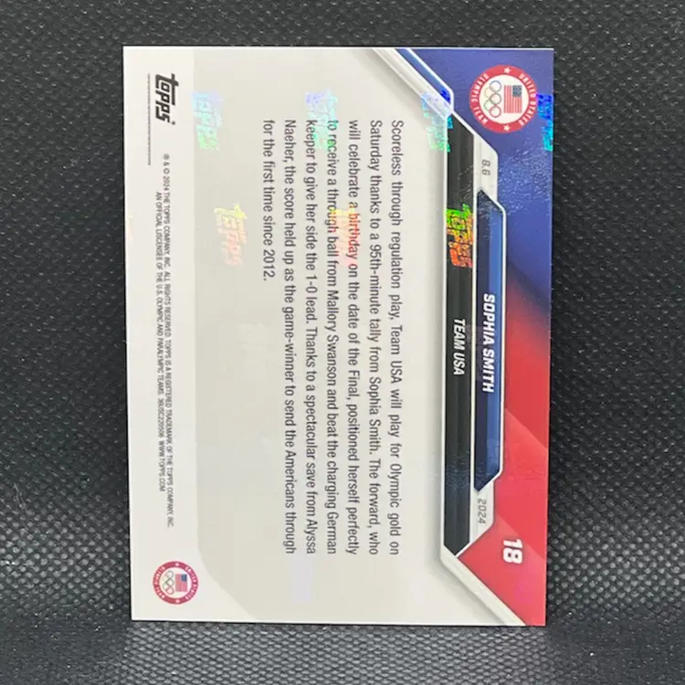 Sophia Smith 2024 Topps Now Olympic Team #18 Base Card USWNT Soccer Card