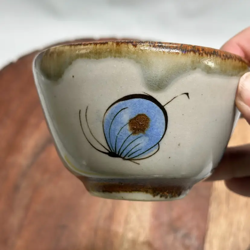 Vintage Ken Edwards Birds & Butterflies Tonala Pottery Small Side Bowl Signed