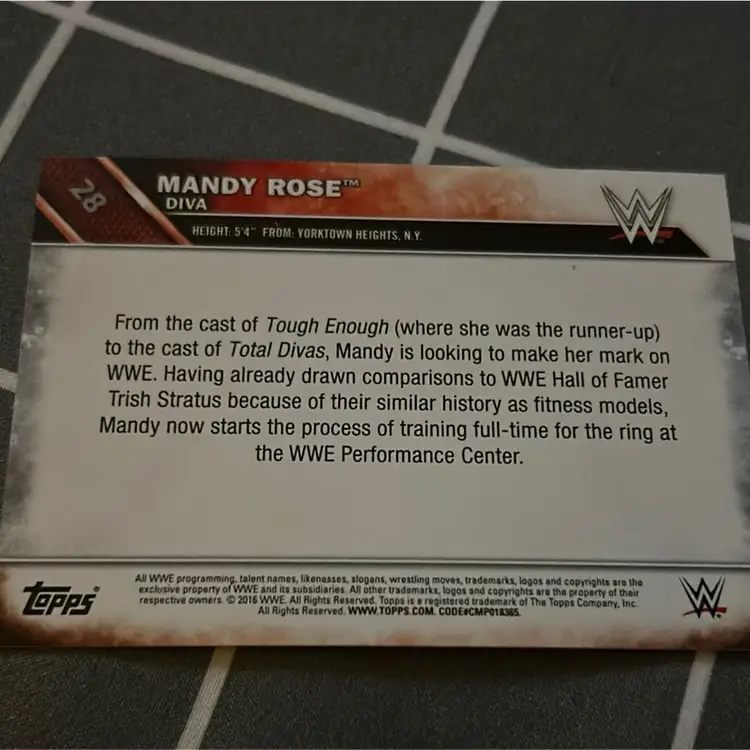 Mandy Rose 2016 Topps Rookie Card 