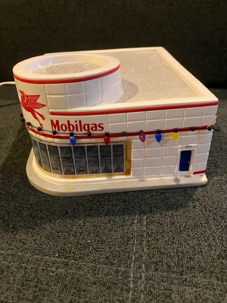 Hawthorne Village “Remembering Main Street” Mobilgas Station (lights up)