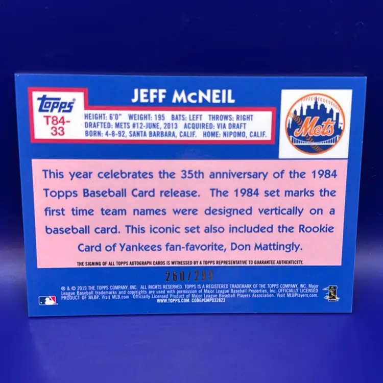 Jeff McNeil 2019 Topps Silver Pack Rookie Autograph #260/299 New York Mets