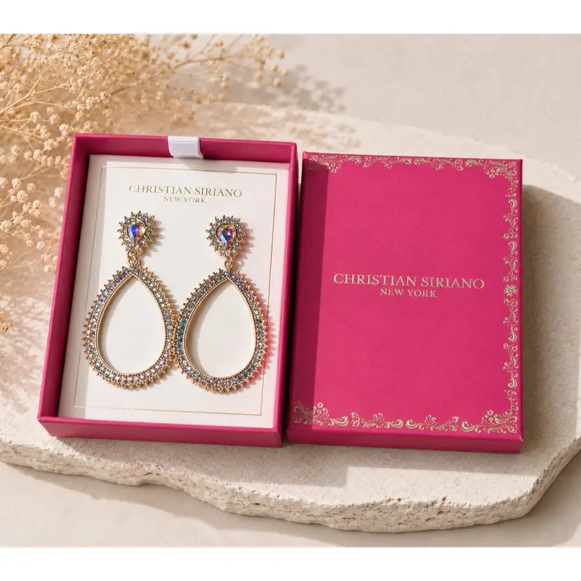 Christian Siriano Drop Dangle Ab Statement Crystal Earrings New In Box