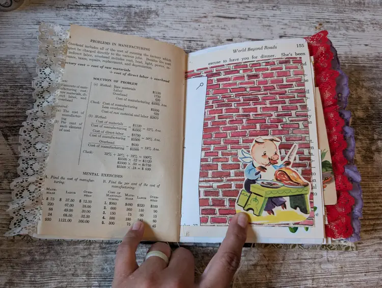 Handmade Junk Journal Reader's Digest Mother Goose Sage Vintage