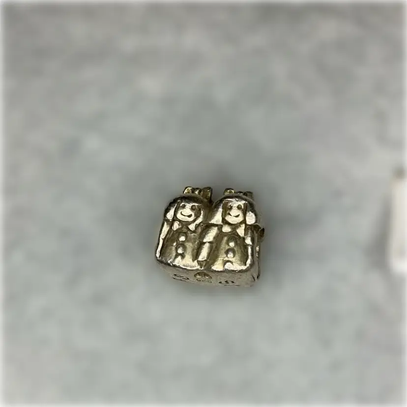 .925 Sterling Silver Two Sisters Charm Bead For Slide Bracelet