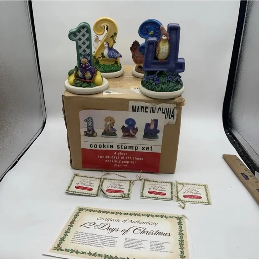 ELLIE'S KITCHEN Cookie Press Stamps Days 1,2,3,4 -12 Days of Christmas NIB COA