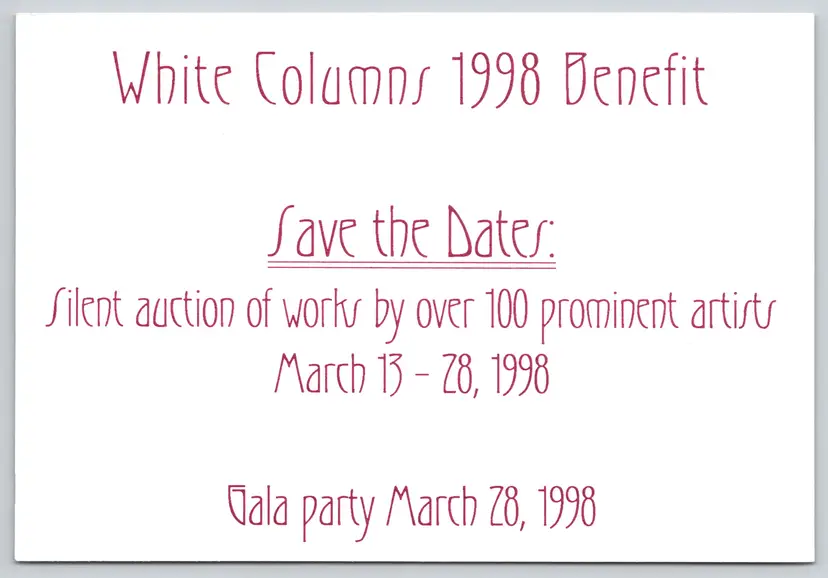White Columns 1998 Benefit Gala and Silent Auction Advertising New York - 11817
