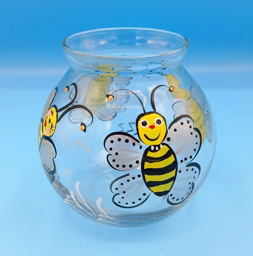 #211 - Bzzzzz Small Hand-Painted Honeybee Bowl
