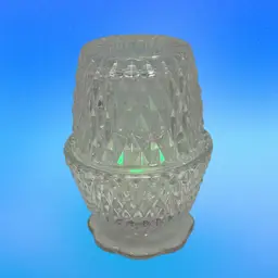 Indiana Glass 2 Piece Clear Diamond Point Fairy Lamp, 5-1/2” Tall x 3-1/2” Wide