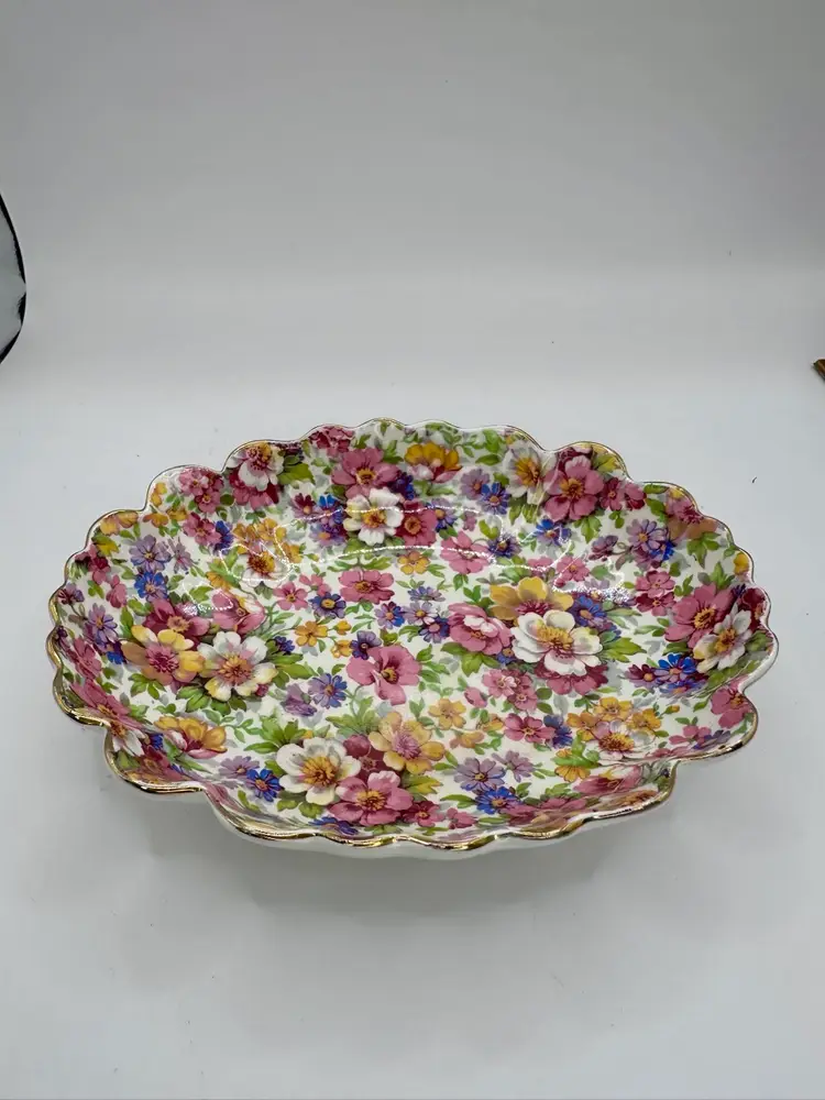 Chintz Scalloped Edge Candy Dish Old Foley James Kent Staffordshire Made In England 7”