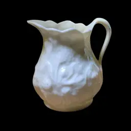 03. 3 Inch Belleek Lotus Creamer Yellow Luster Inside