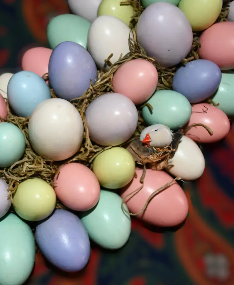 Vintage Casual Home Egg Wreath Easter garden Collection - Birds Added