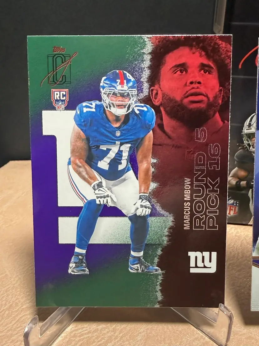 Marcus Mbow 2025 Topps Signature Class #244 Rookie Green Purple Parallel New York Giants