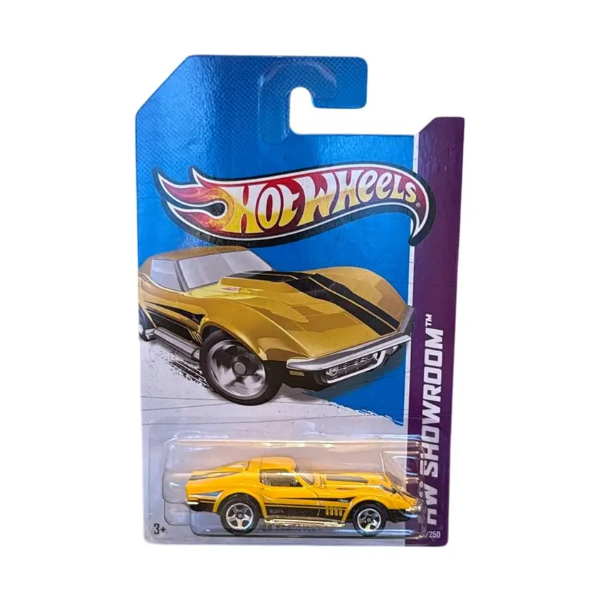 2013 Hot Wheels 1:64 HW Showroom 1969 Yellow Corvette 201/250 60th, NOS