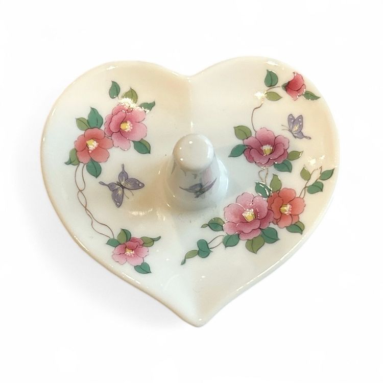 Vintage Takahashi San Francisco White Porcelain Floral And Butterfly Ring Dish