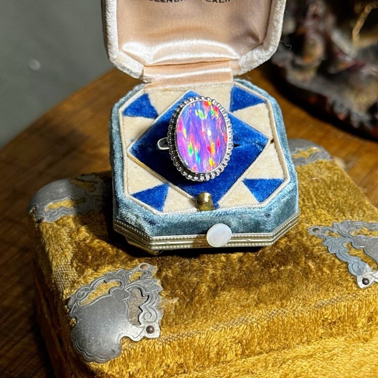 Sterling Silver Aurora Opal Ring Size 8