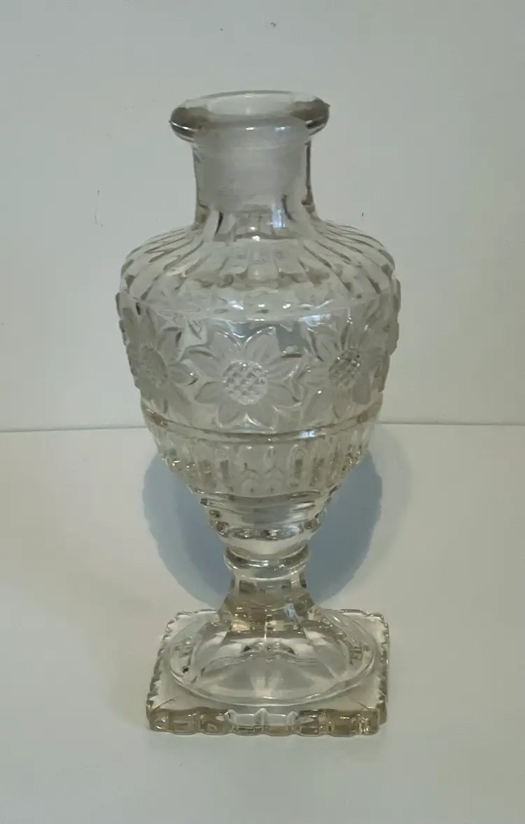 6" Imperial Glass Sunflower perfume bottle heavy glass clear no stopper