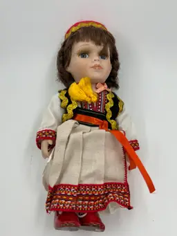 Vintage Croatian Doll In Traditional Konavle Dress