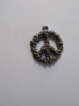 Floral Peace Sign Pendant Charm Silver Tone Fashion Jewelry Hippie Boho Style