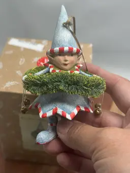Mackenzie Childs Patience Brewster Dasher Wreath Elf Christmas Ornament NIB
