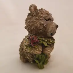 Ladybug on Bear Figurine Resin Unbranded 4" tall approximately