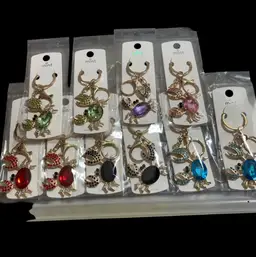 10pc Rhinestone Crab Bag Purse Charm / Keychain