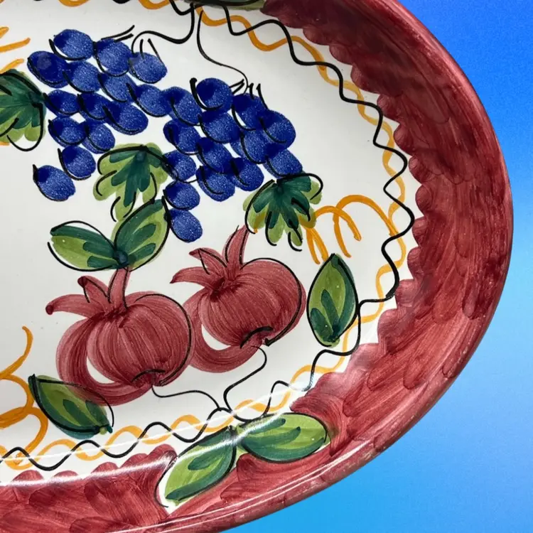 Italian Stoneware Pottery Platter Hand Painted 10.5 x 7