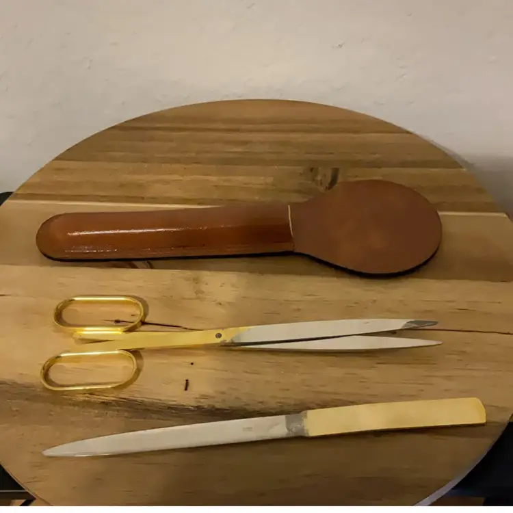 Vintage Desk Set In Leather Sheath